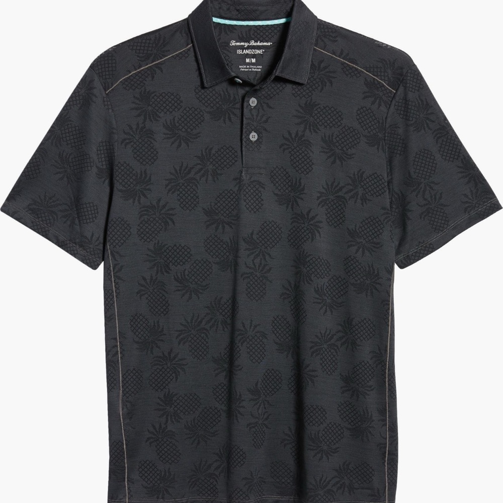 Tommy Bahama Pineapple Palm Coast Short Sleeve Black Polo Shirt